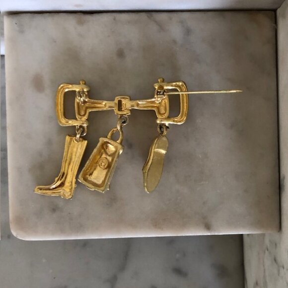 ETIENNE AIGNER Boot, Saddle Bag, Loafer, Bit Brooch/PinGold Tone Vintage… - Picture 14 of 17